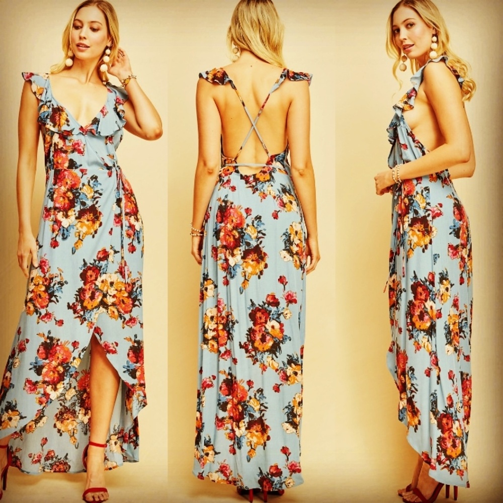 ⭐⭐NEW ARRIVAL⭐⭐ BEAUTIFUL BLUE BOHO MAXI DRESS